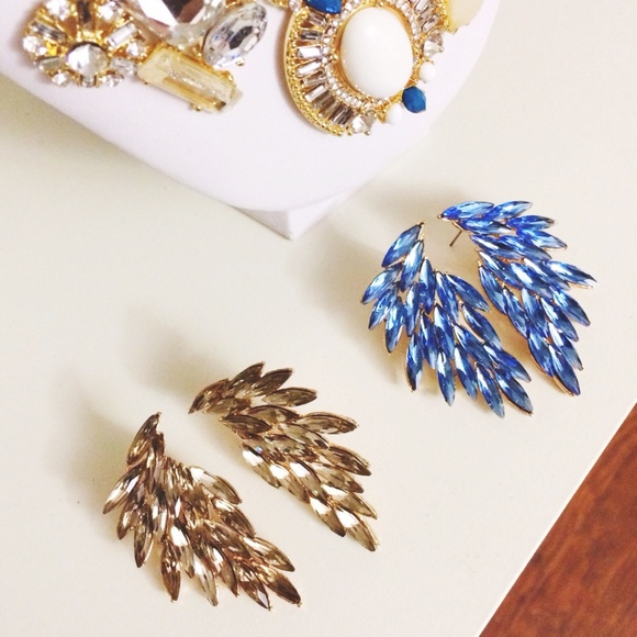 T&J Designs Jewelry - Blue Luxe Wing Crystal Earrings